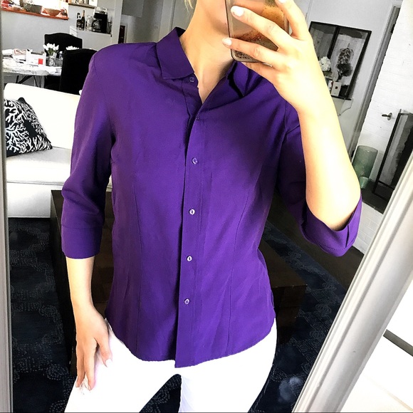Canda Tops - Basic Purple Blouse w/Capri Sleeves 👚